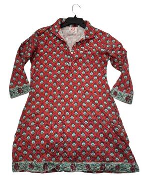 Victoria Dunn peacock print cotton block print dress women’s M